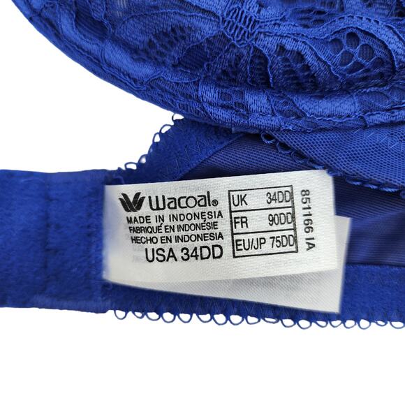 Wacoal All Dressed Up Lace Underwire Bra in Blue Style 851166 Size 34DD - Picture 2 of 3